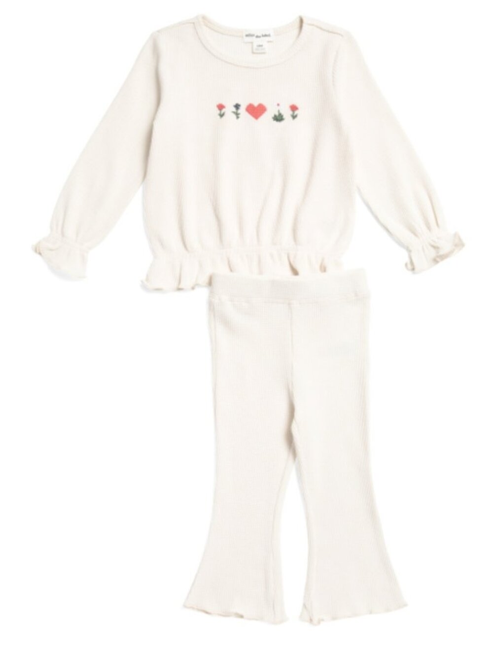 NWT MILES THE LABEL Ditsy Pixels Waffle Knit Organic Cotton Top & Pants Set